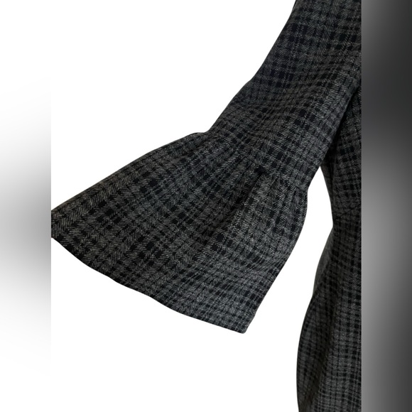 Lauren Ralph Lauren grey plaid elbow bell sleeve wool blend sheath dress size 14 - Picture 4 of 12